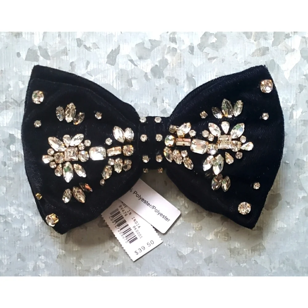 J.Crew Velvet bow clip with crystals